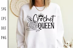 Crochet SVG - Crochet Queen with Ball of Yarn Cut File