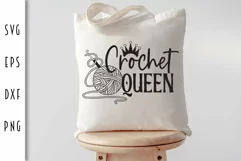Crochet SVG - Crochet Queen with Ball of Yarn Cut File