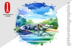 Cute Crocodile Clipart - PNG File Product Image 1