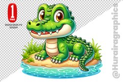 Cute Crocodile Clipart - PNG File Product Image 1