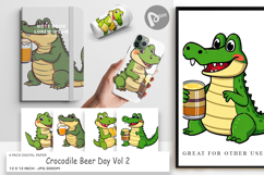 Digital Paper Crocodile Beer Day Product Image 1
