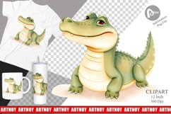 Watercolor Clipart Crocodile Wildlife Product Image 1
