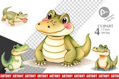 Watercolor Clipart Crocodile Wildlife Product Image 1