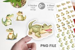 Watercolor Sticker Crocodile Wildlife Product Image 1