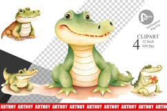Watercolor Clipart Crocodile Wildlife Product Image 1