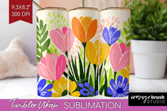 Crocus Modern Floral Tumbler Wrap Sping Flower Tumbler PNG Product Image 1