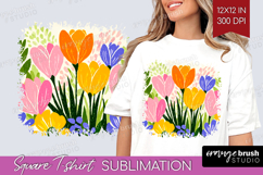 Crocus Modern Floral Square Tshirt Background Sping Flower Product Image 1