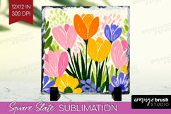 Crocus Modern Floral Slate PNG Sping Flower Square Slate Product Image 1