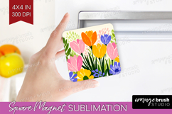 Crocus Modern Floral Magnet Sublimation Sping Flower Square Product Image 1