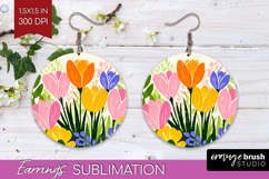 Crocus Modern Floral Round Earrings Sping Flower PNG Product Image 1