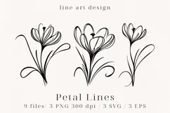 Minimalist Floral Line Art Clipart SVG | PNG | EPS Product Image 1
