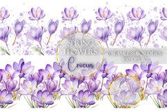 Crocus Seamless Borders Set Botanical Clipart Spring Flowers Clip Art Floral Sublimation PNG Botanical Watercolor Bouquet Illustration Wedding Pattern Design