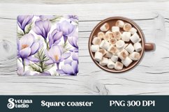 Flower square coaster | Coaster love | Crocus coaster design Product Image 1
