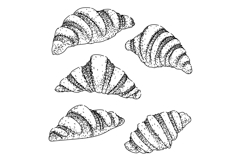 croissant set sketch hand drawn Product Image 1