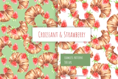 Watercolor Croissant Pattern Set Product Image 1