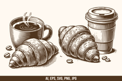 Croissant With Coffee Vector SVG Bundle Product Image 1