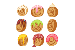 Cromboloni cake rolls with colorful icing and toppings Product Image 1