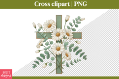 Christian Cross clipart Daisy Floral Cross Sublimation Product Image 1