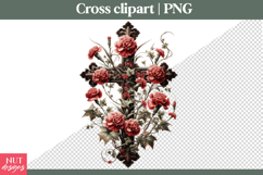 Christian Cross clipart Red Carnation Cross Sublimation Product Image 1