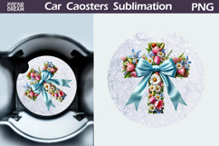 Cross Car Coaster | Religious Easter Round Coaster Product Image 1