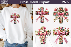 Floral Cross PNG Clipart | Christian Religious Sublimation Product Image 1