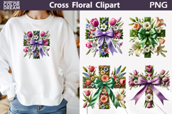 Floral Cross PNG Clipart | Christian Religious Sublimation Product Image 1