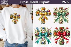 Floral Cross PNG Clipart | Christian Religious Sublimation Product Image 1