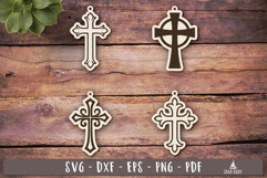 Cross Earrings SVG Christian Keychain Ornament Laser cut