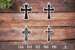 Cross Earrings SVG Keychain Ornament Christian Laser cut