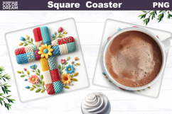 Easter Cross Square Coaster |Christian Religious Sublimation Product Image 1