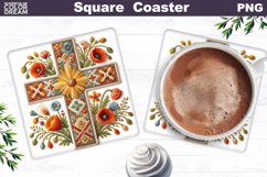 Easter Cross Square Coaster |Christian Religious Sublimation Product Image 1