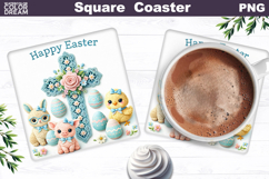 Easter Cross Square Coaster |Christian Religious Sublimation Product Image 1