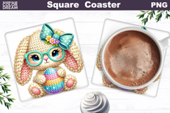Cute Bunny Easter Square Coaster | Easter Animal Egg Sublim Product Image 1