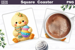 Cute Chicken Easter Square Coaster | Easter Animal Egg Subli Product Image 1