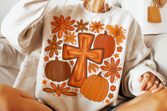 Fall Cross PNG, Pumpkin PNG, Autumn Png, Thanksgiving PNG Product Image 3