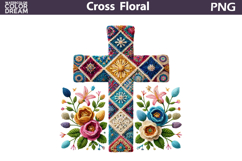 Easter Cross Floral Clipart | Christian Faith Sublimation Product Image 1