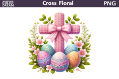 Easter Cross Floral Clipart | Christian Faith Sublimation Product Image 1