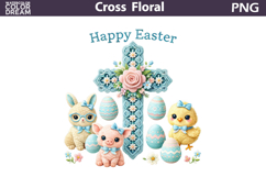 Easter Cross Floral Clipart | Christian Faith Sublimation Product Image 1