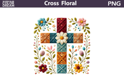 Easter Cross Floral Clipart | Christian Faith Sublimation Product Image 1