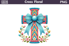 Easter Cross Floral Clipart | Christian Faith Sublimation Product Image 1