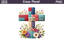 Easter Cross Floral Clipart | Christian Faith Sublimation Product Image 1