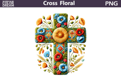 Easter Cross Floral Clipart | Christian Faith Sublimation Product Image 1