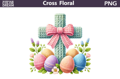 Easter Cross Floral Clipart | Christian Faith Sublimation Product Image 1