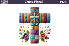 Easter Cross Floral Clipart | Christian Faith Sublimation Product Image 1