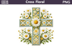 Easter Cross Floral Clipart | Christian Faith Sublimation Product Image 1
