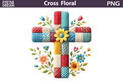 Easter Cross Floral Clipart | Christian Faith Sublimation Product Image 1