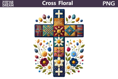 Easter Cross Floral Clipart | Christian Faith Sublimation Product Image 1