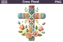 Easter Cross Floral Clipart | Christian Faith Sublimation Product Image 1