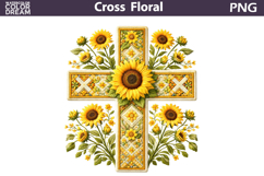Easter Cross Floral Clipart | Christian Faith Sublimation Product Image 1