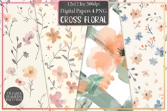 Cross Floral Seamless Digital Paper Product Image 1